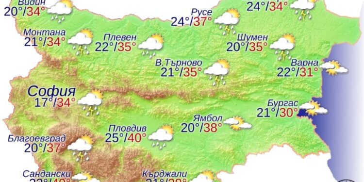 Прогноза за България за 20.07.2023
 Атмосферното налягане ще се задържи почти бе...