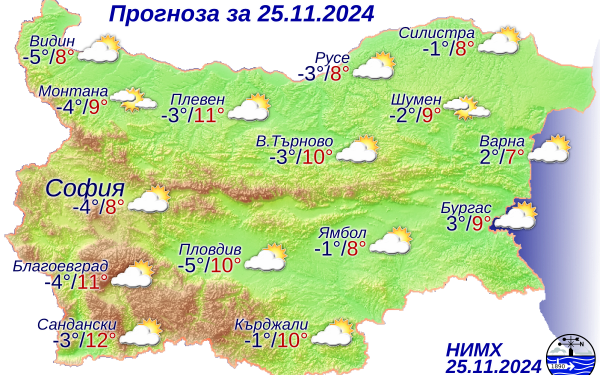 Прогноза за България за 25.11.2024 - Montana Live TV