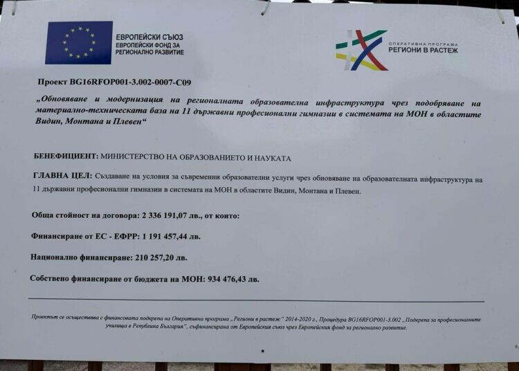 Падна обновената стена на училище, ремонтирано по европроект