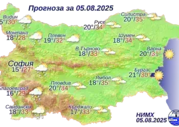 Дъжд и гръмотевици над Западна България, слънчево по Черноморието – прогнозата за 5 август 2025 г.