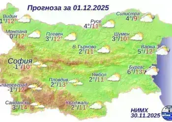Прогноза за времето в Монтана на 1-ви декември 2025