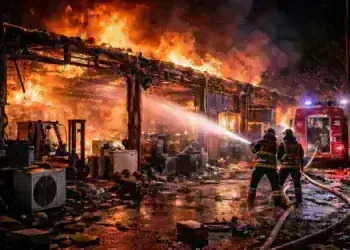 Голям пожар унищожи хале за ремонт на техника в Берковица